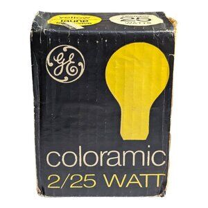 GE Coloramic Light Bulb 2-Pack 25 Watt Yellow Saturated Colour NOS Vintage USA